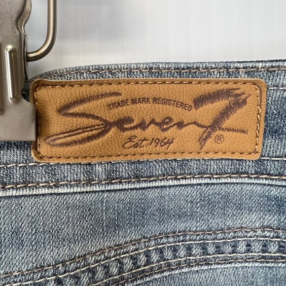 Seven7 Jean Women 18 Plus Boot Cut Mid 38x32.5 Distress Denim Luxe Y2K Core Ex - Picture 11 of 16